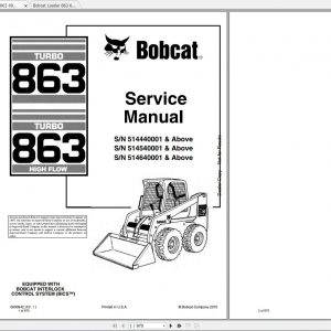Bobcat Loader 863 Service Manuals 1