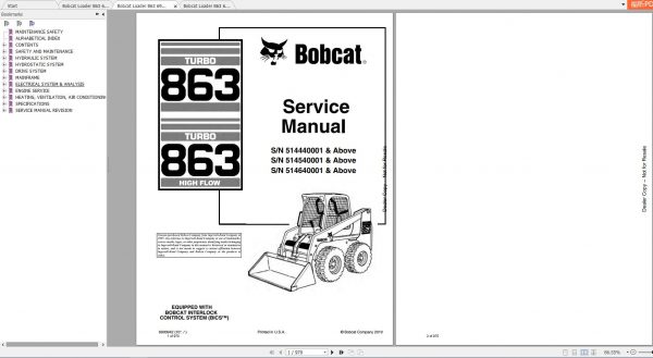 Bobcat Loader 863 Service Manuals 1