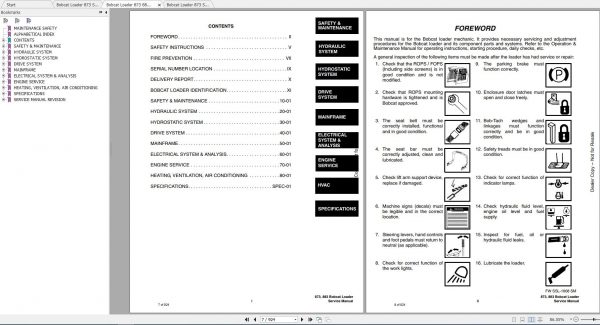 Bobcat Loader 873 883 Service Manuals 2
