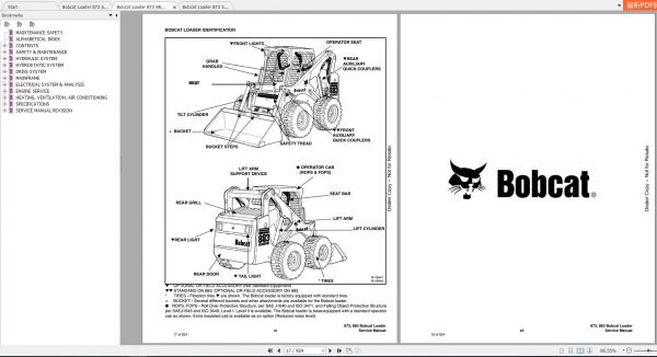 Bobcat Loader 873 883 Service Manuals 3
