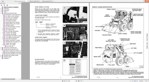 Bobcat Loader 873 Operation Maintenance Manuals 3