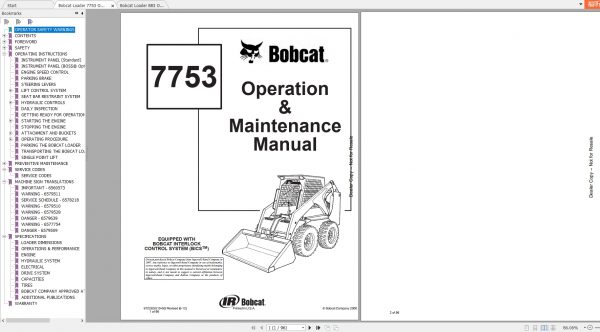Bobcat Loader 883 7753 Operating Maintenance Manuals 2