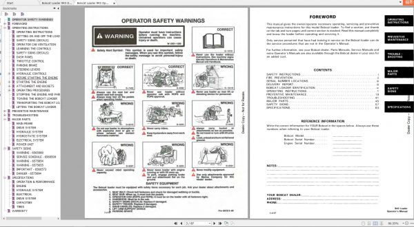 Bobcat Loader 943 Operation & Maintenance Manuals - Auto Repair