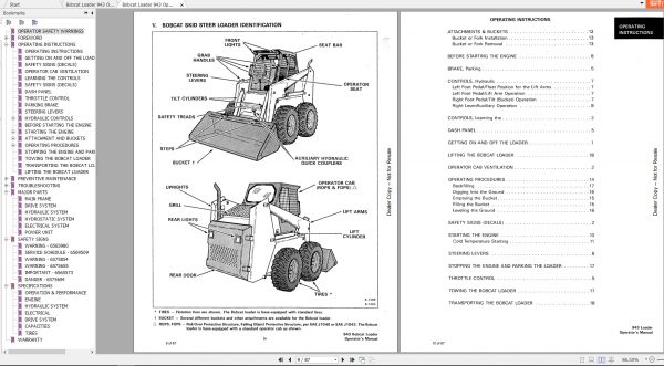 Bobcat Loader 943 Operation Maintenance Manuals 3