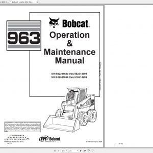 Bobcat Loader 963 Operating Maintenance Manuals 1