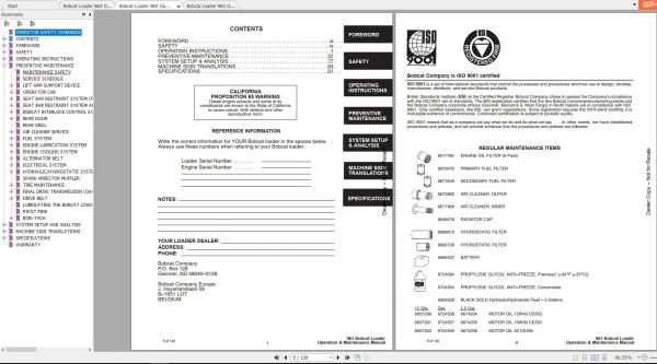 Bobcat Loader 963 Operating Maintenance Manuals 2