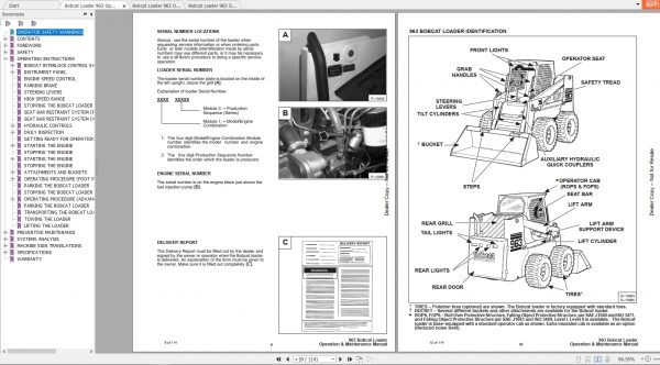 Bobcat Loader 963 Operating Maintenance Manuals 3