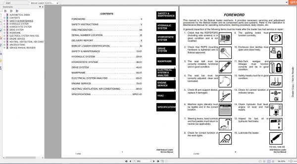 Bobcat Loader A220 Turbo Service Manual6901245 2