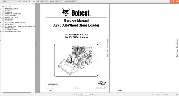 Bobcat Loader A770 Service Manuals 1