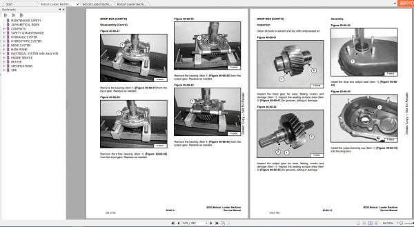 Bobcat Loader Bachkhoe B250 Service Manuals 4