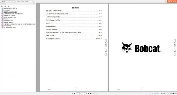 Bobcat Loader Bachkhoe B700 Service Manual7286756 2