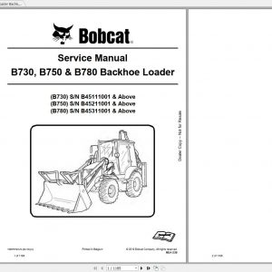 Bobcat Loader Bachkhoe B730 B750 B780 Service Manuals 1