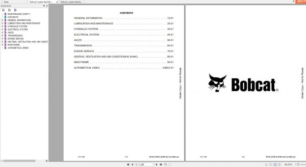 Bobcat Loader Bachkhoe B730 B750 B780 Service Manuals 2