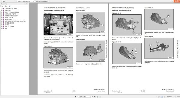 Bobcat Loader Bachkhoe BL275 Service Manuals 4