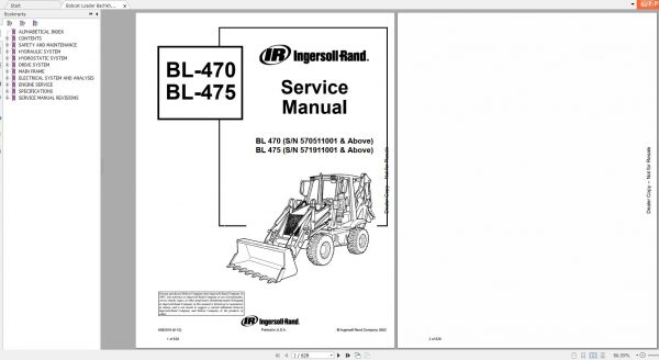 Bobcat Loader Bachkhoe BL470 BL475 Service Manual6902018 1