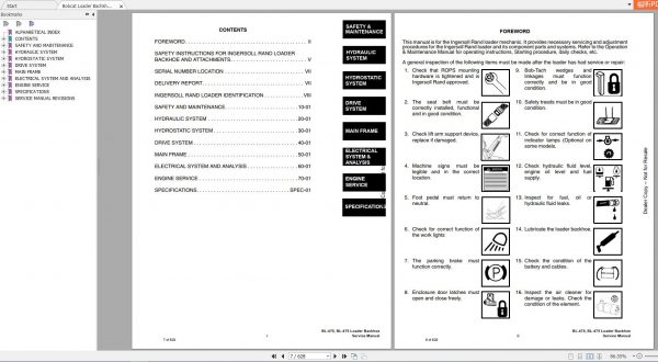 Bobcat Loader Bachkhoe BL470 BL475 Service Manual6902018 2