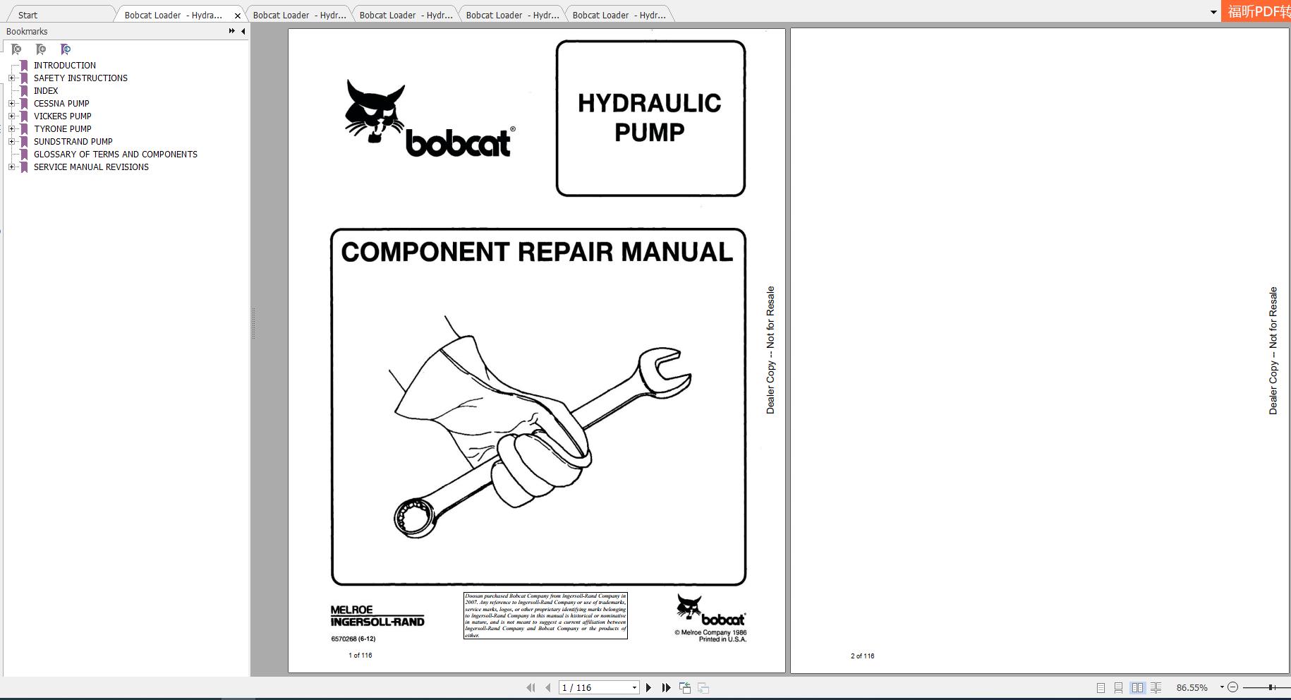 Bobcat Loader Componen Repair Manuals 1