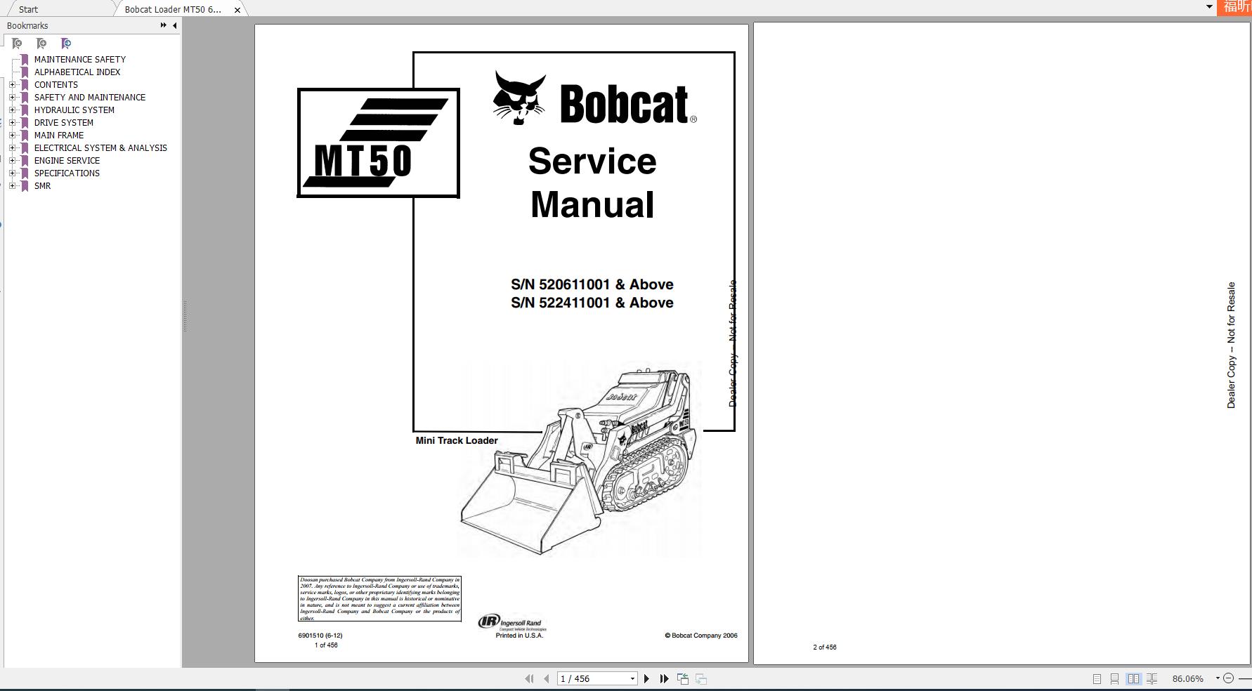 Bobcat Loader MT50 Service Manual6901510 1