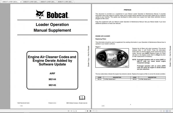 Bobcat Loader Operating Maintenance Manual Supplement 1