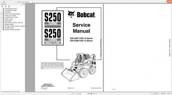 Bobcat Loader S250 Turbo Service Manual6901752 1