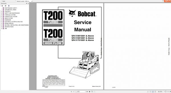Bobcat Loader T200 Turbo Service Manual6901397 1