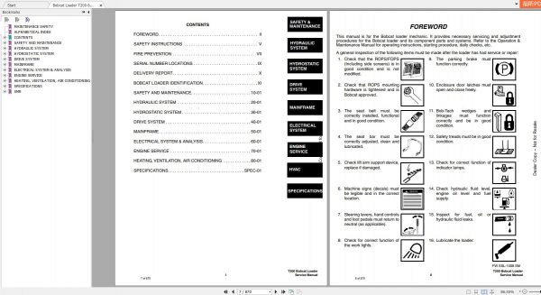 Bobcat Loader T200 Turbo Service Manual6901397 2