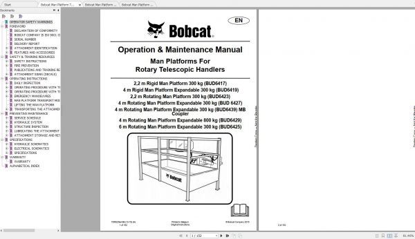 Bobcat Man Platform Operation Maintenance Manuals 3