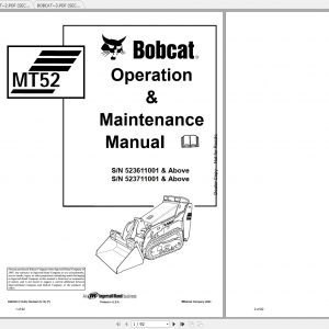Bobcat Mini Loader MT52 Operaton Maintenance Manuals 1