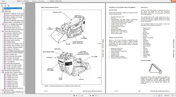 Bobcat Mini Loader MT52 Operaton Maintenance Manuals 4