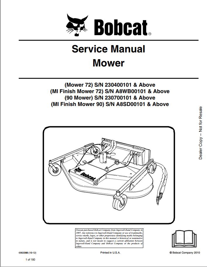 Bobcat Mower 72 90 Service Manual6902088 1