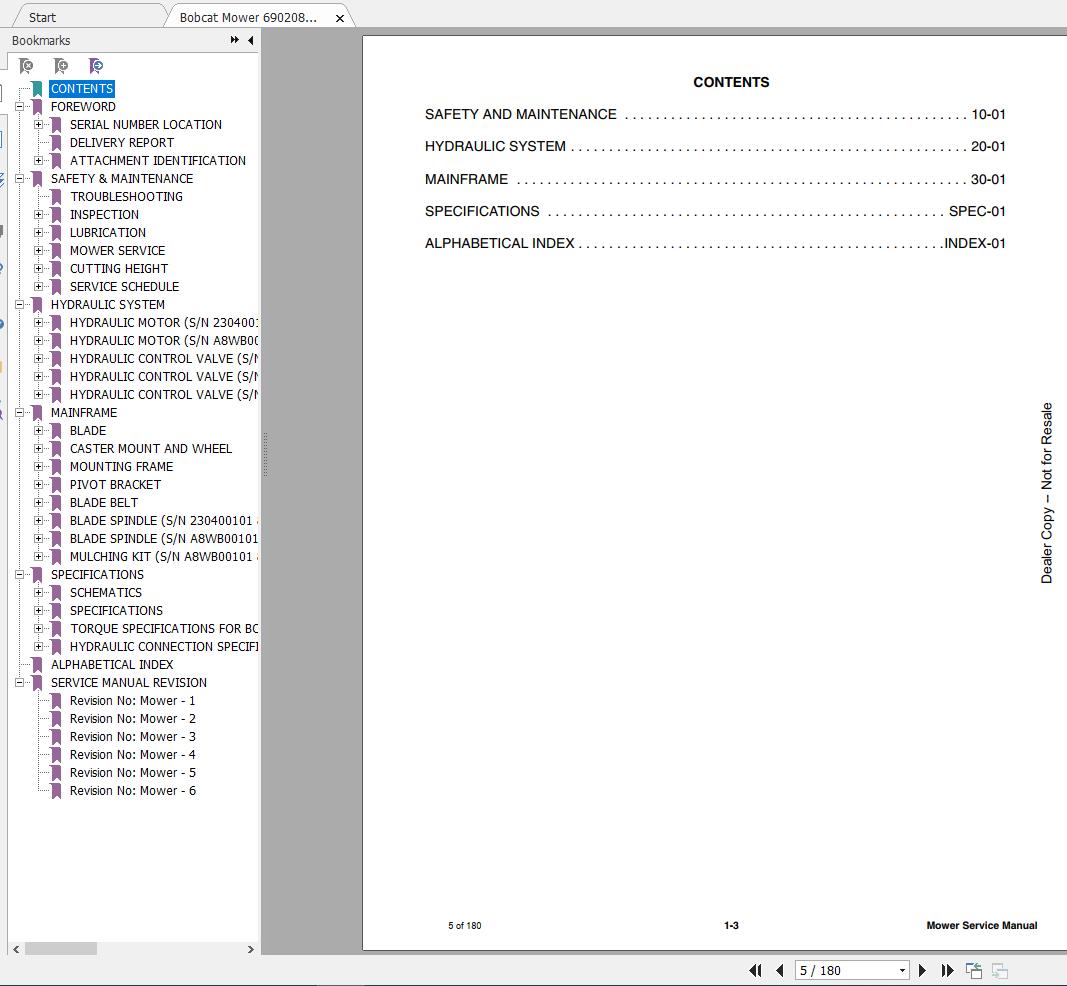 Bobcat Mower 72 90 Service Manual6902088 2