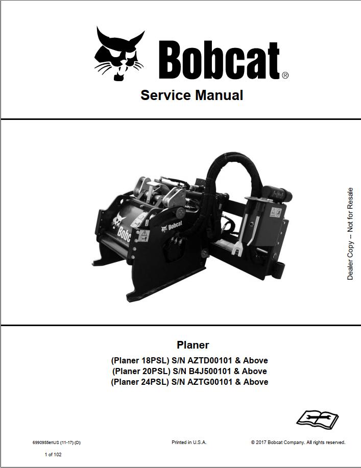 Bobcat Planer 182024PSL Service Manual6990955 1