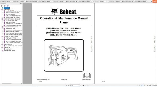Bobcat Planer Operation Maintenance Manuals 2