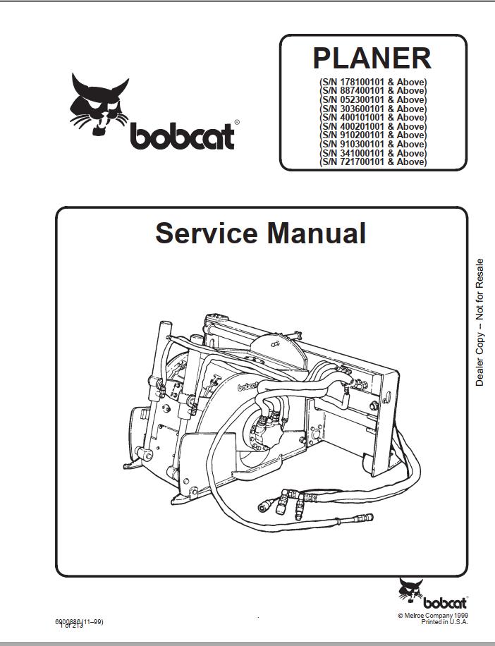 Bobcat Planer Service Manual6900886 1