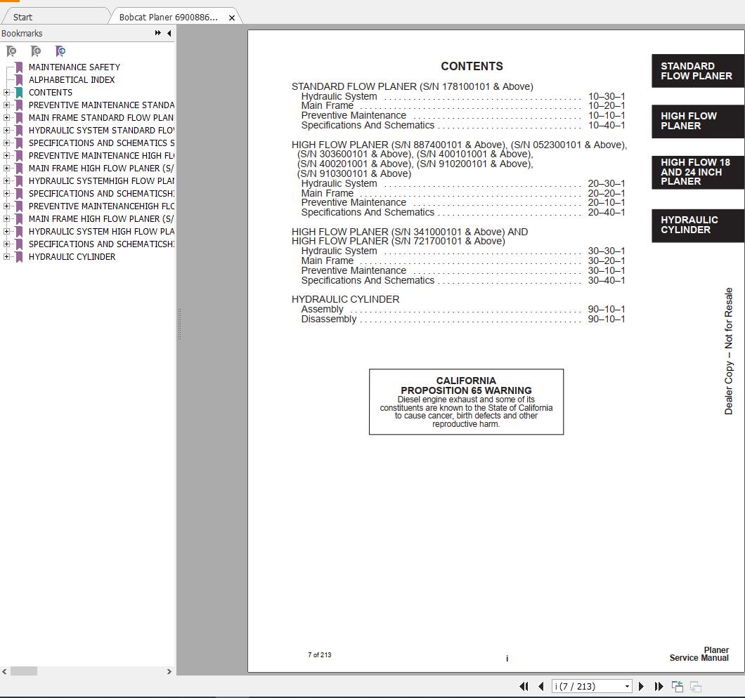Bobcat Planer Service Manual6900886 2