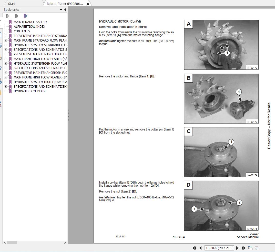 Bobcat Planer Service Manual6900886 3