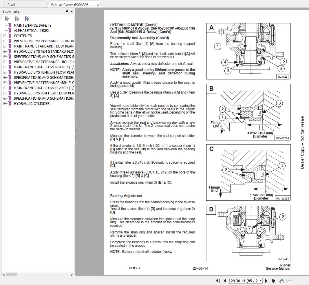 Bobcat Planer Service Manual6900886 4