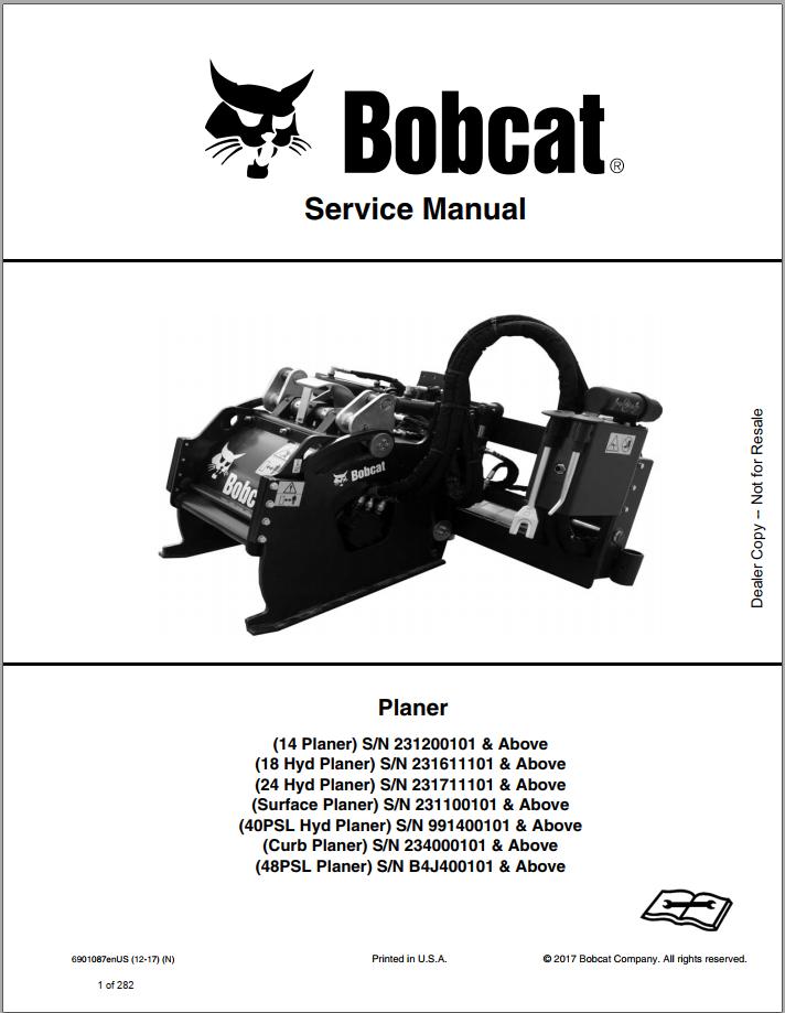 Bobcat Planer Service Manual6901087 1 1