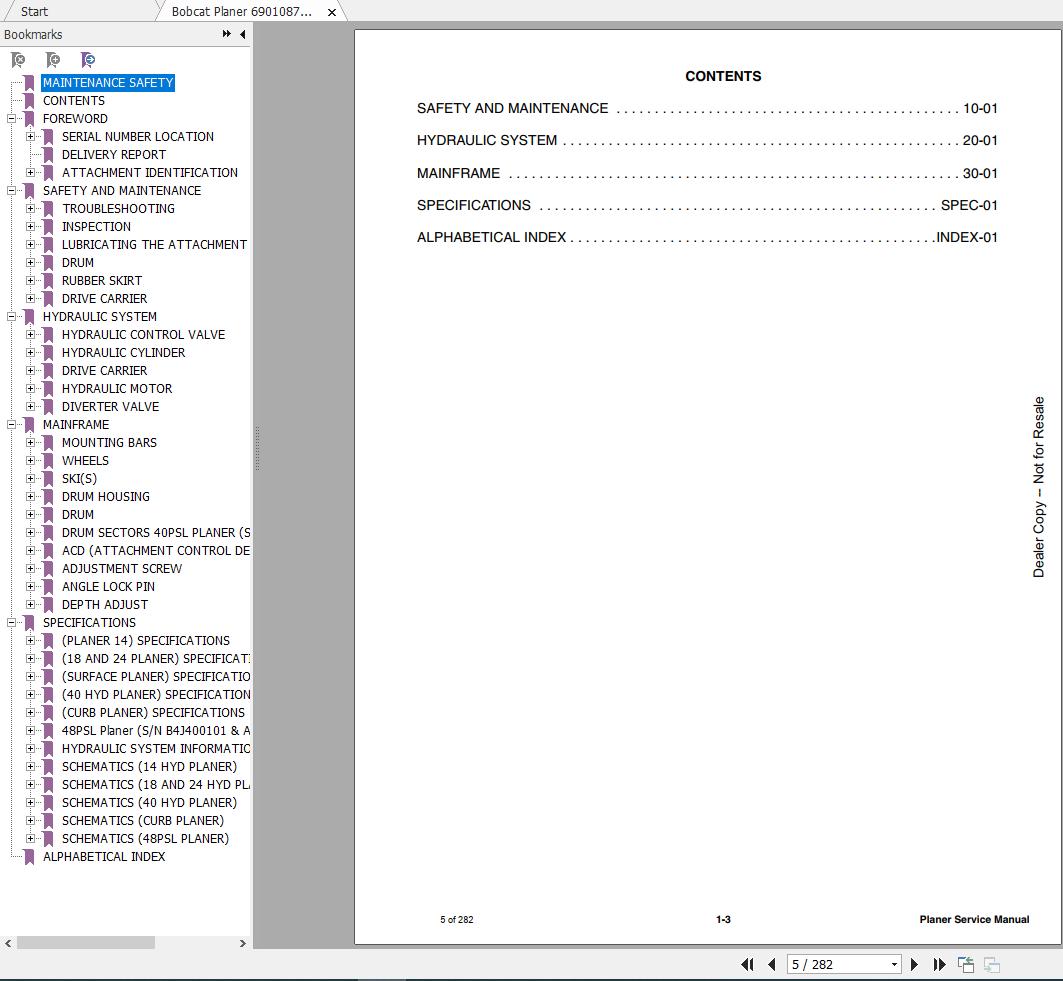 Bobcat Planer Service Manual6901087 2
