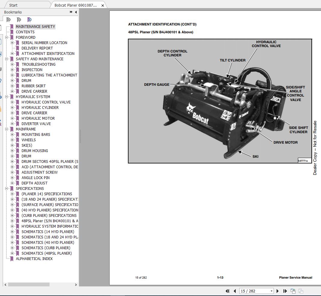 Bobcat Planer Service Manual6901087 3