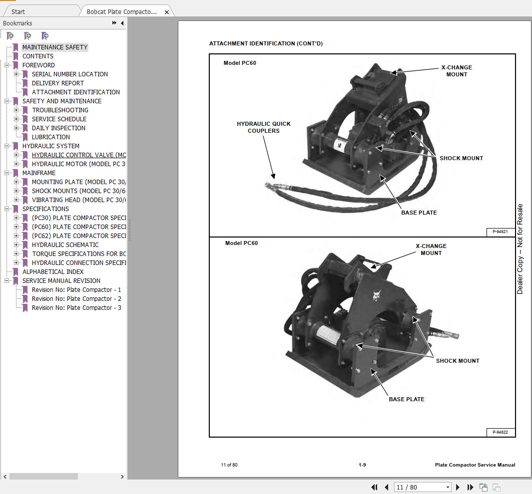 Bobcat Plate Compactor PC 306062 Service Manual6900902 3