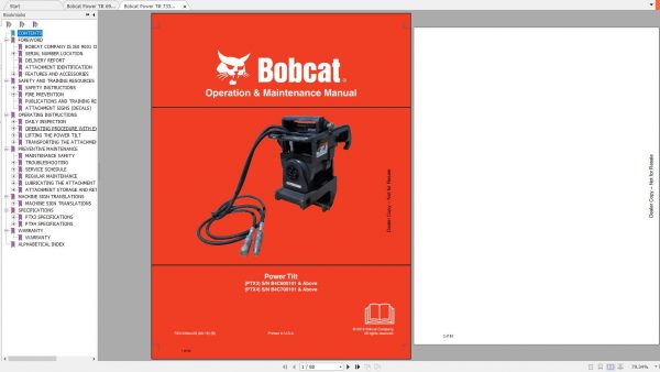 Bobcat Power Tilt Operation Maintenance Manuals 1