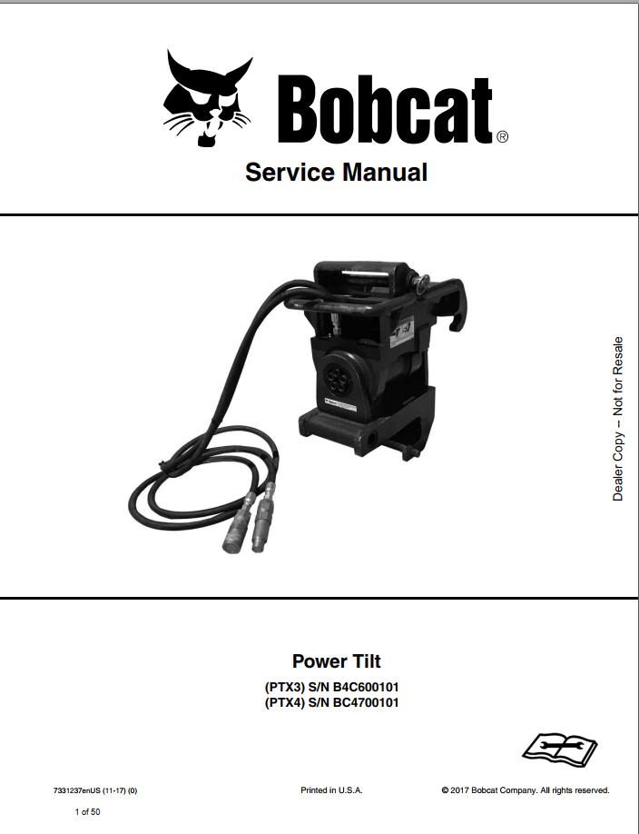 Bobcat Power Tilt PTX3 PTX4 Service Manual7331237 1