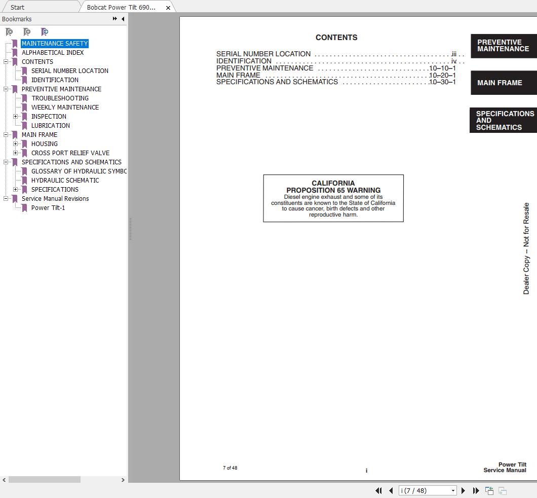 Bobcat Power Tilt PTX Service Manual6901002 2