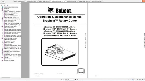 Bobcat Rotary Cutter Operation Maintenance Manuals 2
