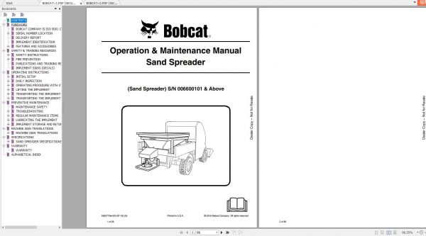 Bobcat Sand Cleaner Sand Spreader Operation Maintenance Manuals 2