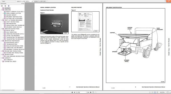 Bobcat Sand Cleaner Sand Spreader Operation Maintenance Manuals 3