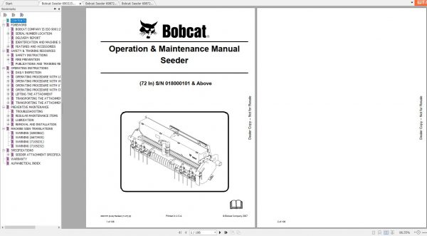 Bobcat Seeder Operation Maintenance Manuals 2