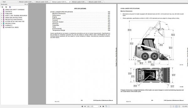 Bobcat Skid Steer Loader S100 Operaton Maintenance Manuals 4