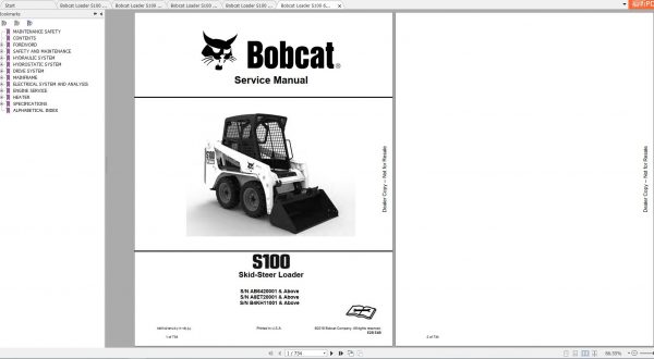 Bobcat Skid Steer Loader S100 Service Manuals 1